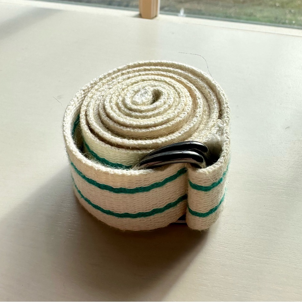 White and Green Striped Cotton Belt